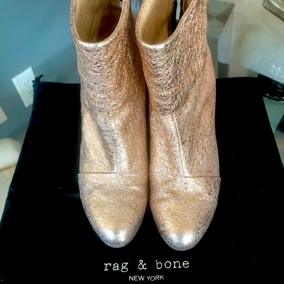 Rag and Bone Gold Metallic Newberry Booties - Picture 1 of 6